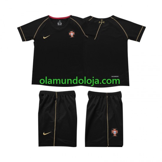 Camisola Portugal Retro Criança Equipamento Segundo 2006 Manga Curta